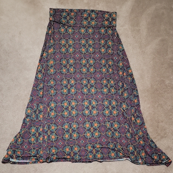 LuLaRoe Purple and Green Bohemian Maxi A-Line Skirt - Picture 1 of 5